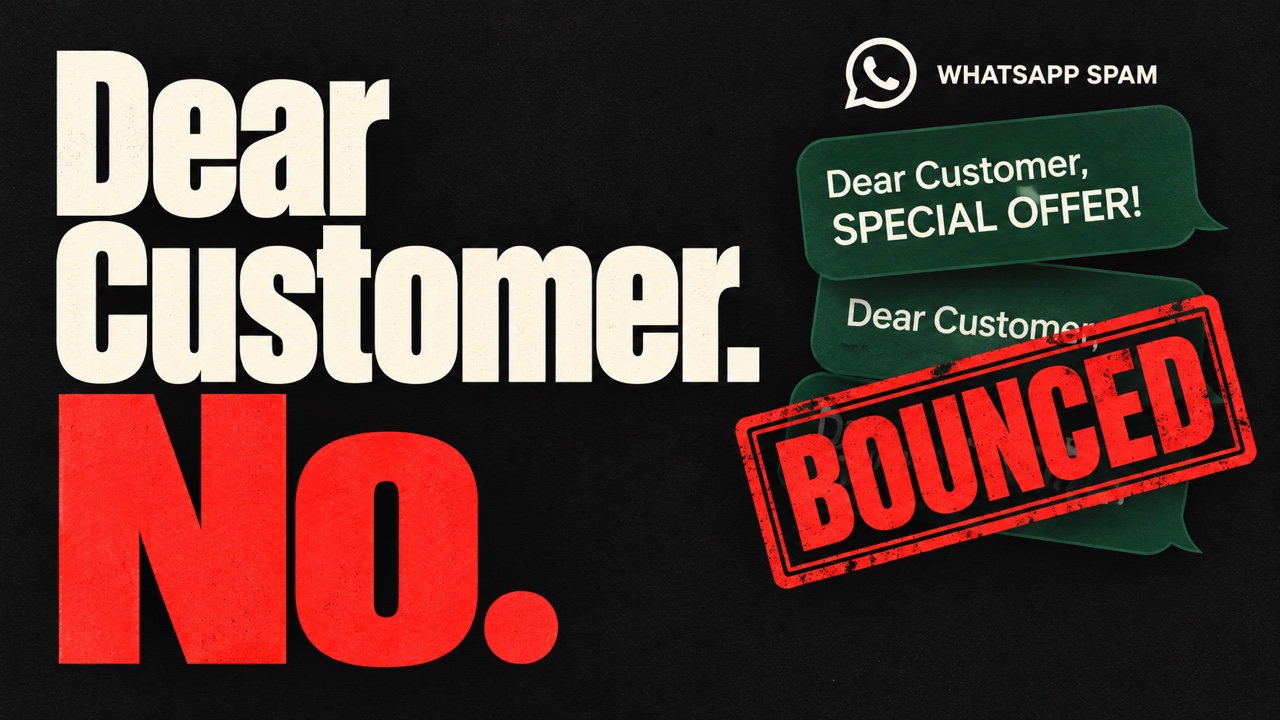 Dear Customer. No. WhatsApp spam, bounced.